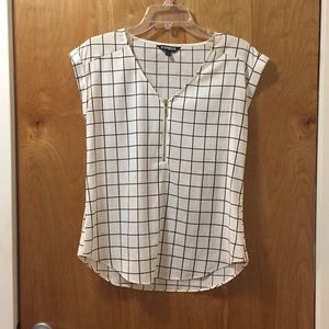 Grid blouse with gold zipper detail